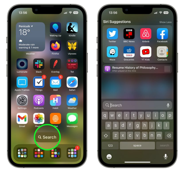 西市苹果手机维修分享升级到 iOS 16 后，如何删除主屏幕上的搜索按钮 