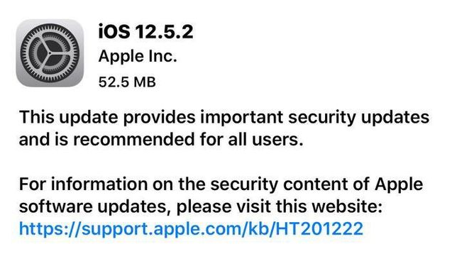 西市苹果手机维修分享iOS12.5.2发布，建议所有老苹果用户安装 